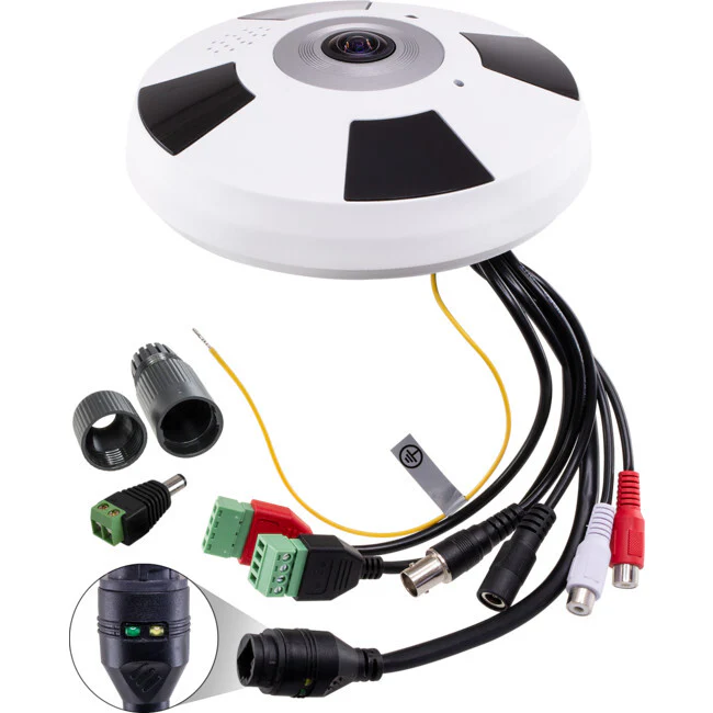 Doss Fisheye 12MP Panoramic Camera 20M IR IP H.265 4XPTZ (White) - Image 4