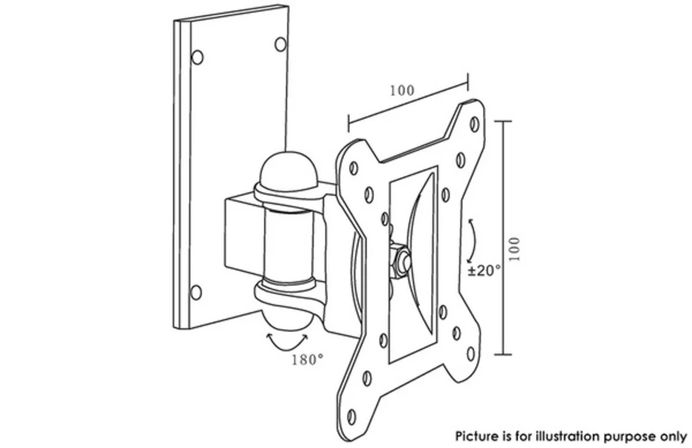 DOSS TV Swivel & Tilt Wall Mount Bracket 15-24″ up to 20kg (Black) - Image 2