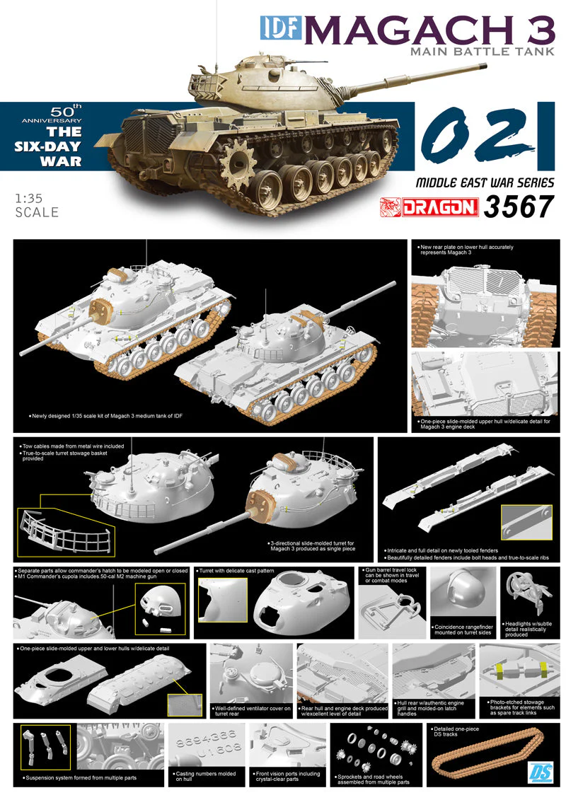 Dragon Models 1/35 IDF Magach 3 Plastic Model Kit - Image 2