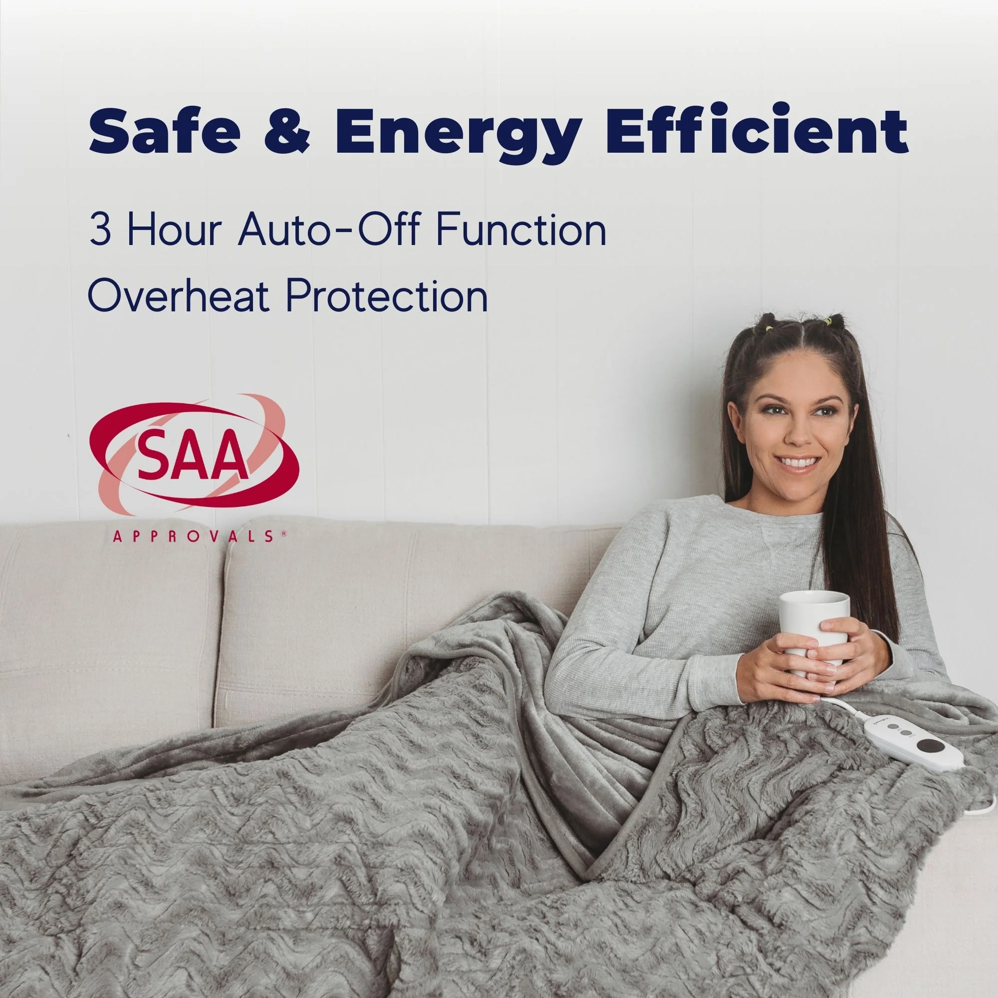 Dreamaker 500gsm Faux Fur Electric Heated Throw Blanket [120x160cm] (Silver) - Image 5