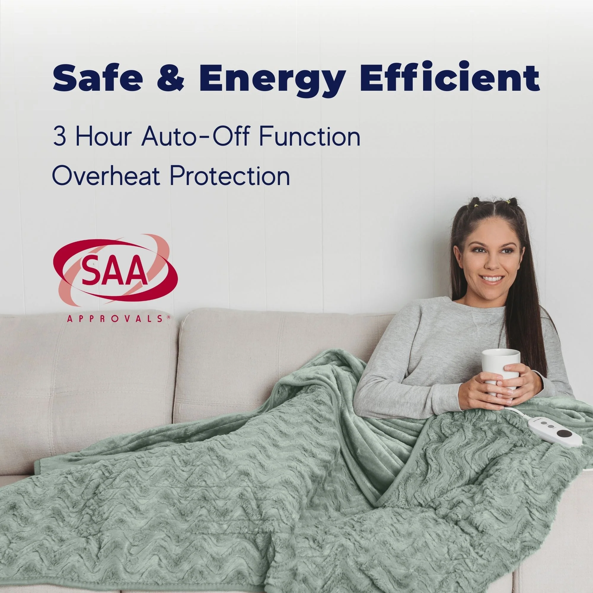 Dreamaker 500gsm Faux Fur Electric Heated Throw Blanket [130x160cm] (Leaf) - Image 5