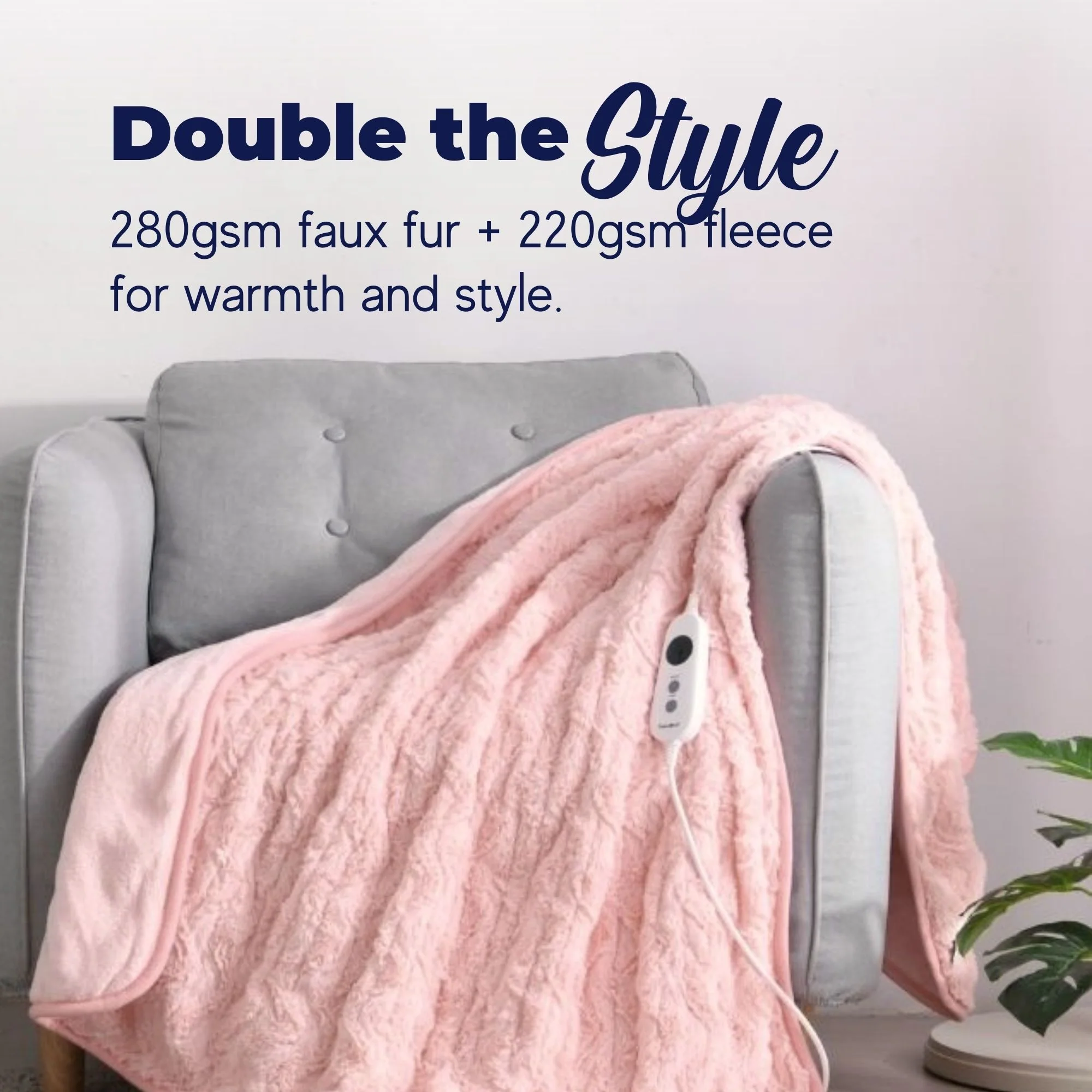 Dreamaker 500gsm Faux Fur Electric Heated Throw Blanket [180x200cm] (Pink) - Image 3