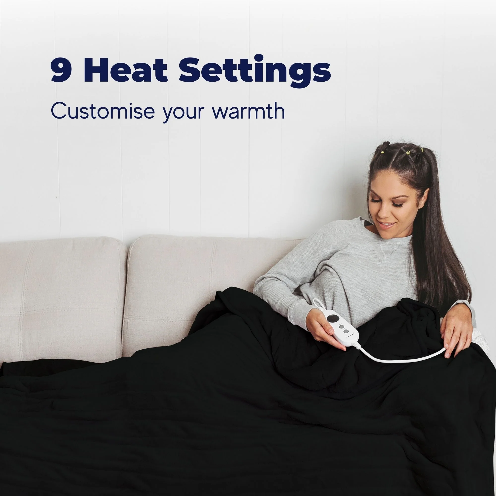 Dreamaker Coral Fleece Electric Heated Throw Blanket [130x160cm] (Black) - Image 10