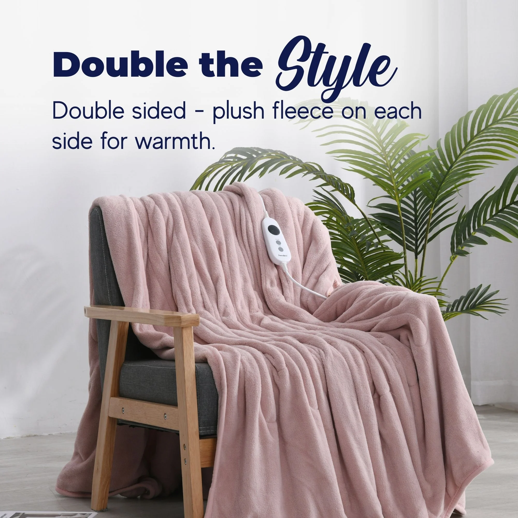 Dreamaker Coral Fleece Electric Heated Throw Blanket [130x160cm] (Blush Pink) - Image 3