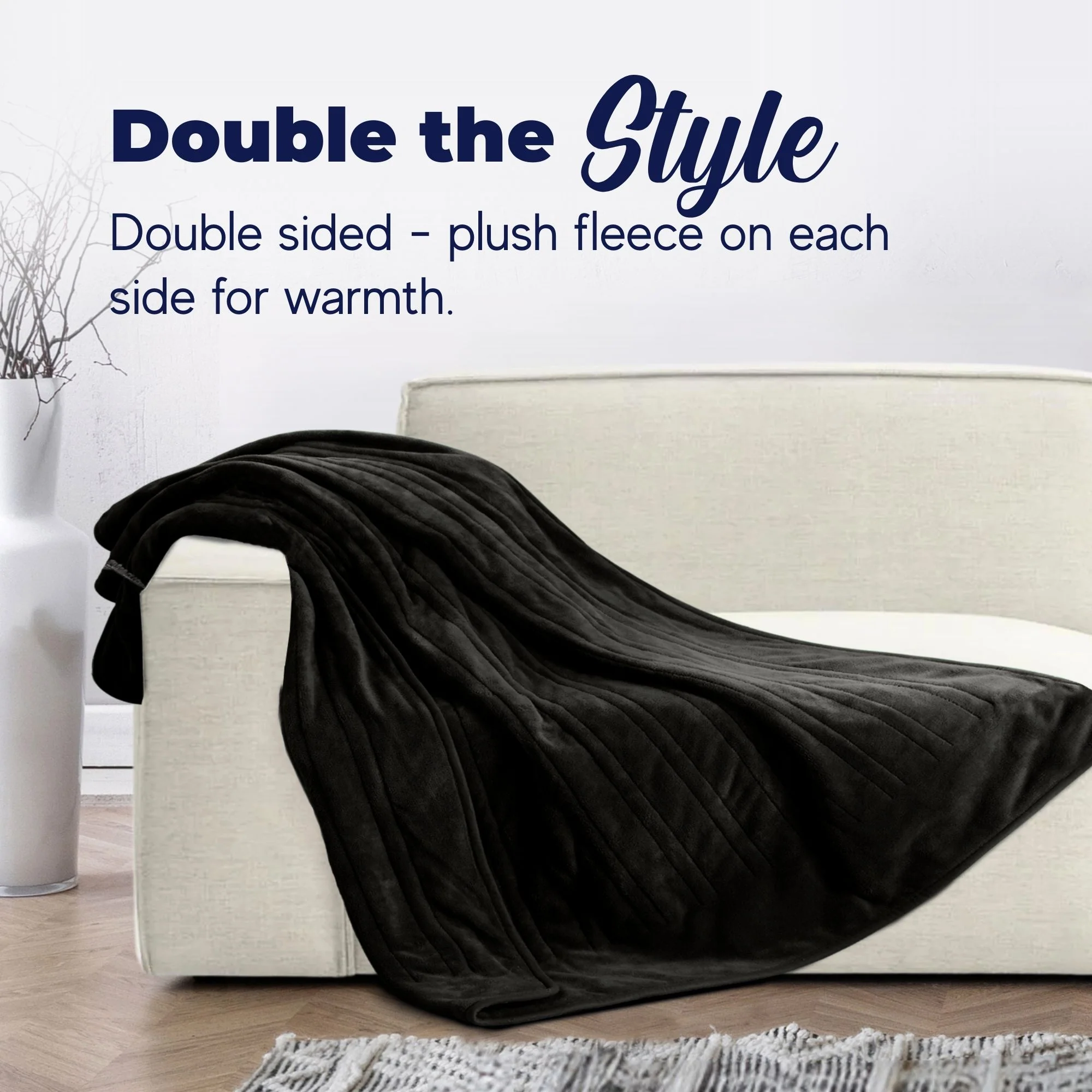 Dreamaker Coral Fleece Electric Heated Throw Blanket [130x160cm] (Charcoal) - Image 3