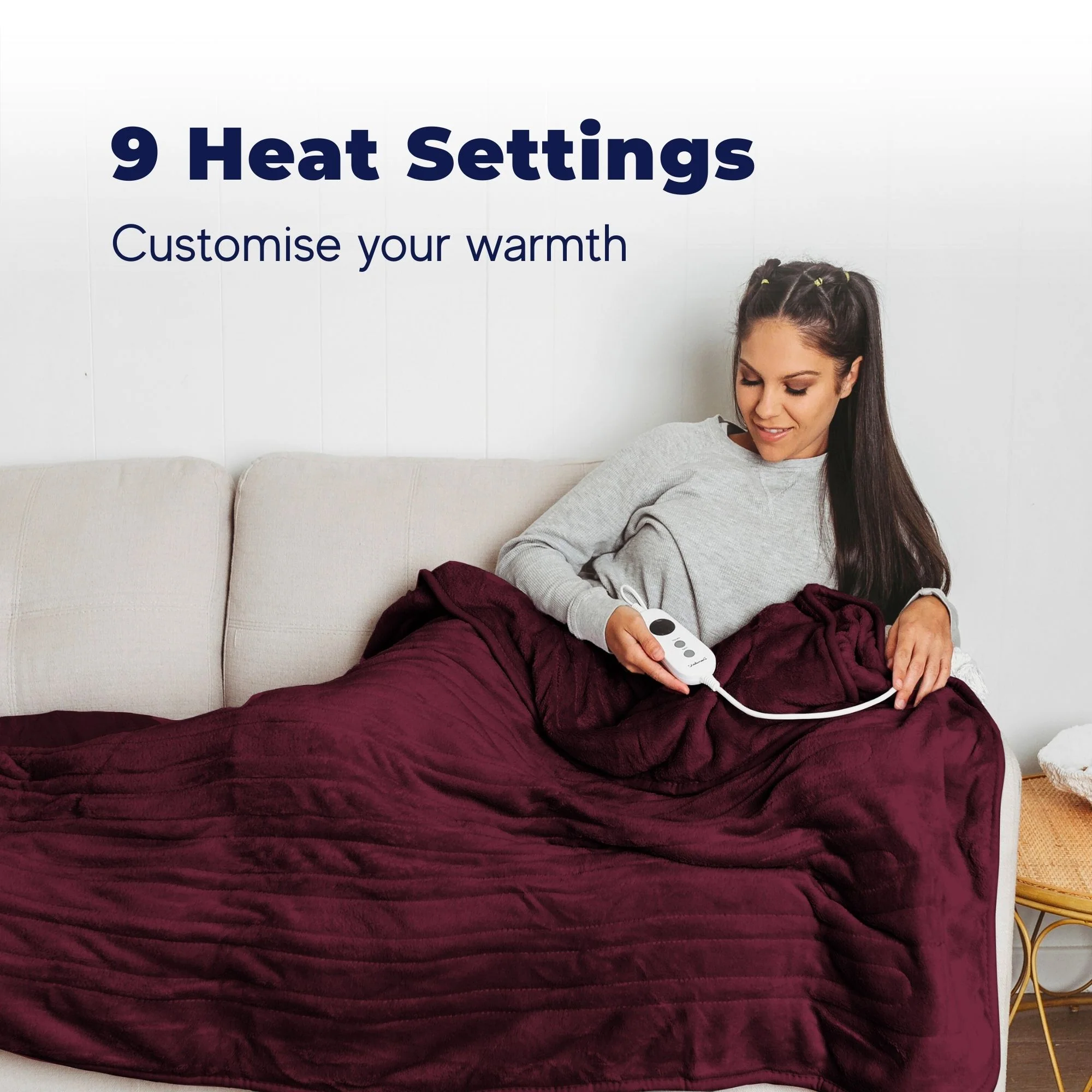 Dreamaker Coral Fleece Electric Heated Throw Blanket [130x160cm] (Cherry) - Image 10