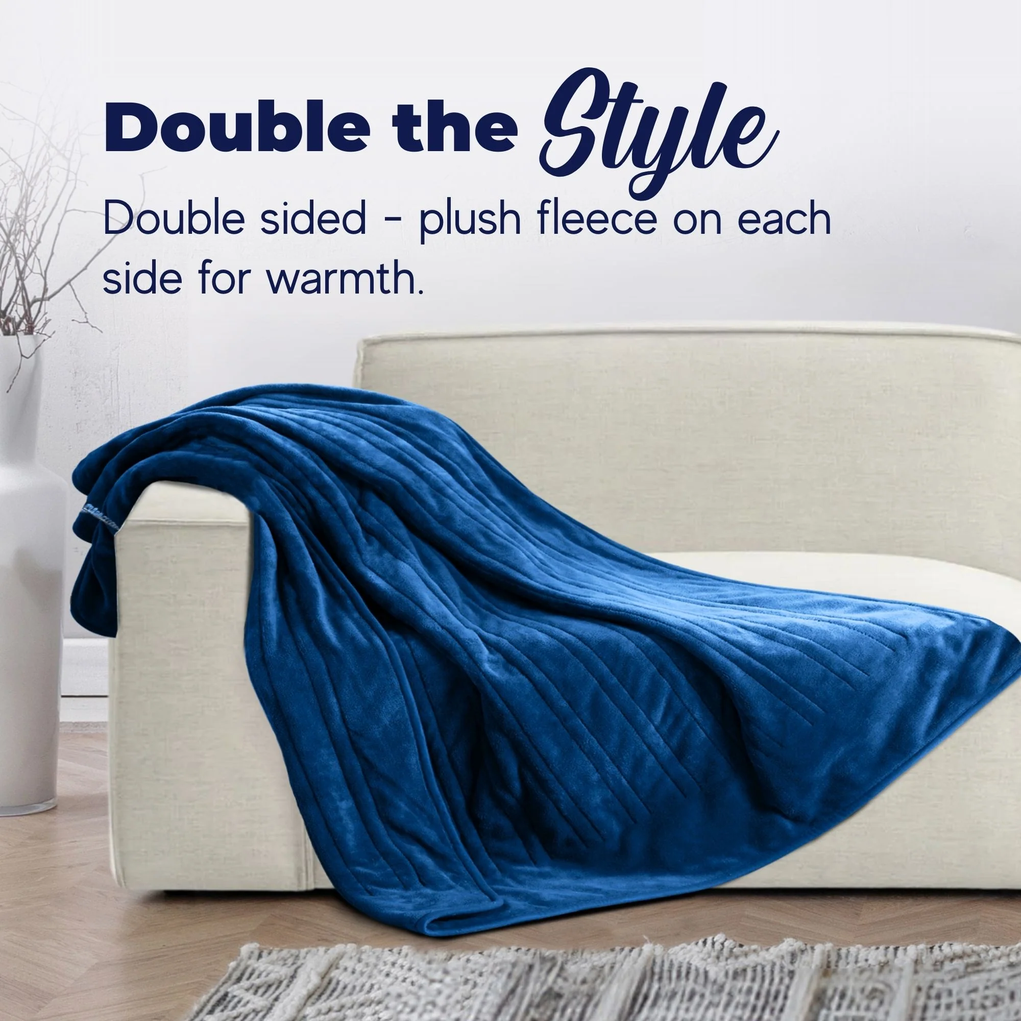 Dreamaker Coral Fleece Electric Heated Throw Blanket [130x160cm] (Classic Blue) - Image 3