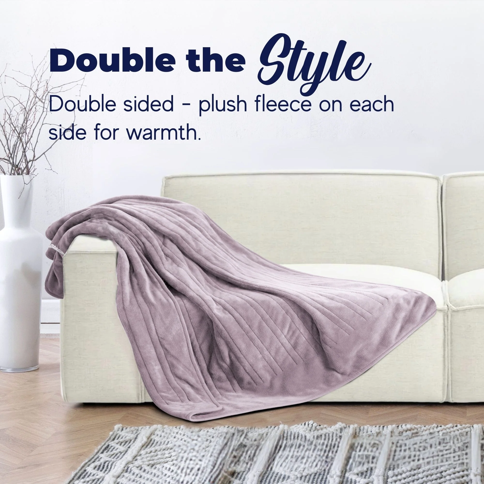 Dreamaker Coral Fleece Electric Heated Throw Blanket [130x160cm] (Lavender) - Image 3