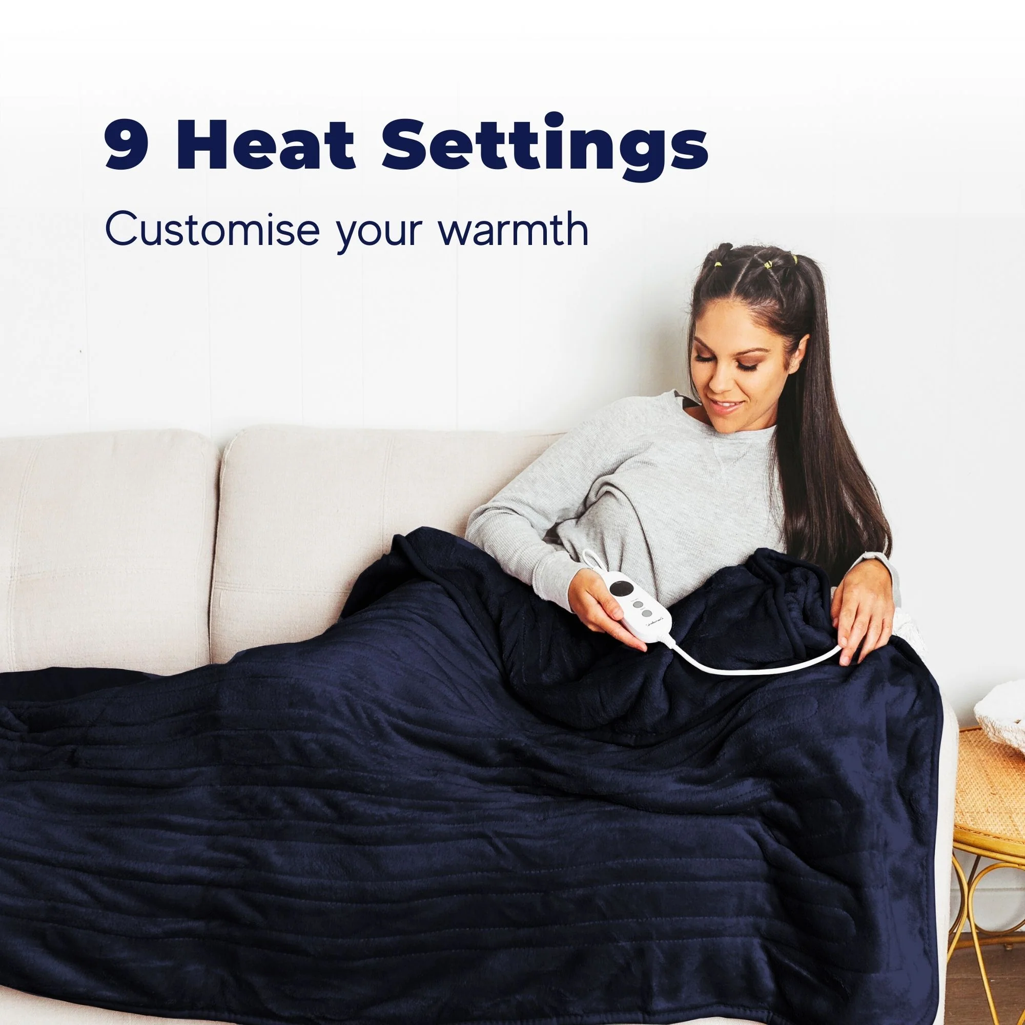 Dreamaker Coral Fleece Electric Heated Throw Blanket [130x160cm] (Midnight Blue) - Image 10