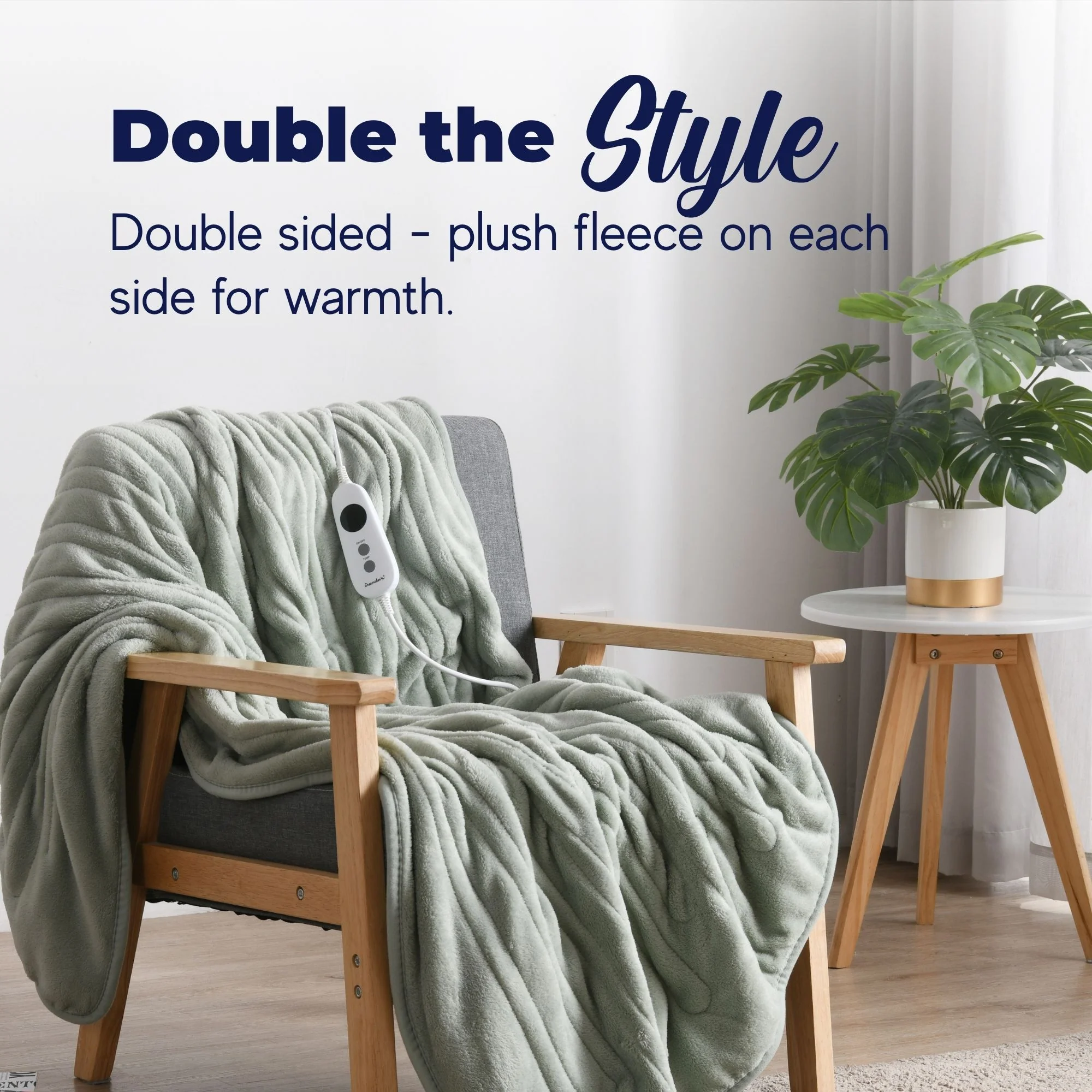 Dreamaker Coral Fleece Electric Heated Throw Blanket [130x160cm] (Sage) - Image 3