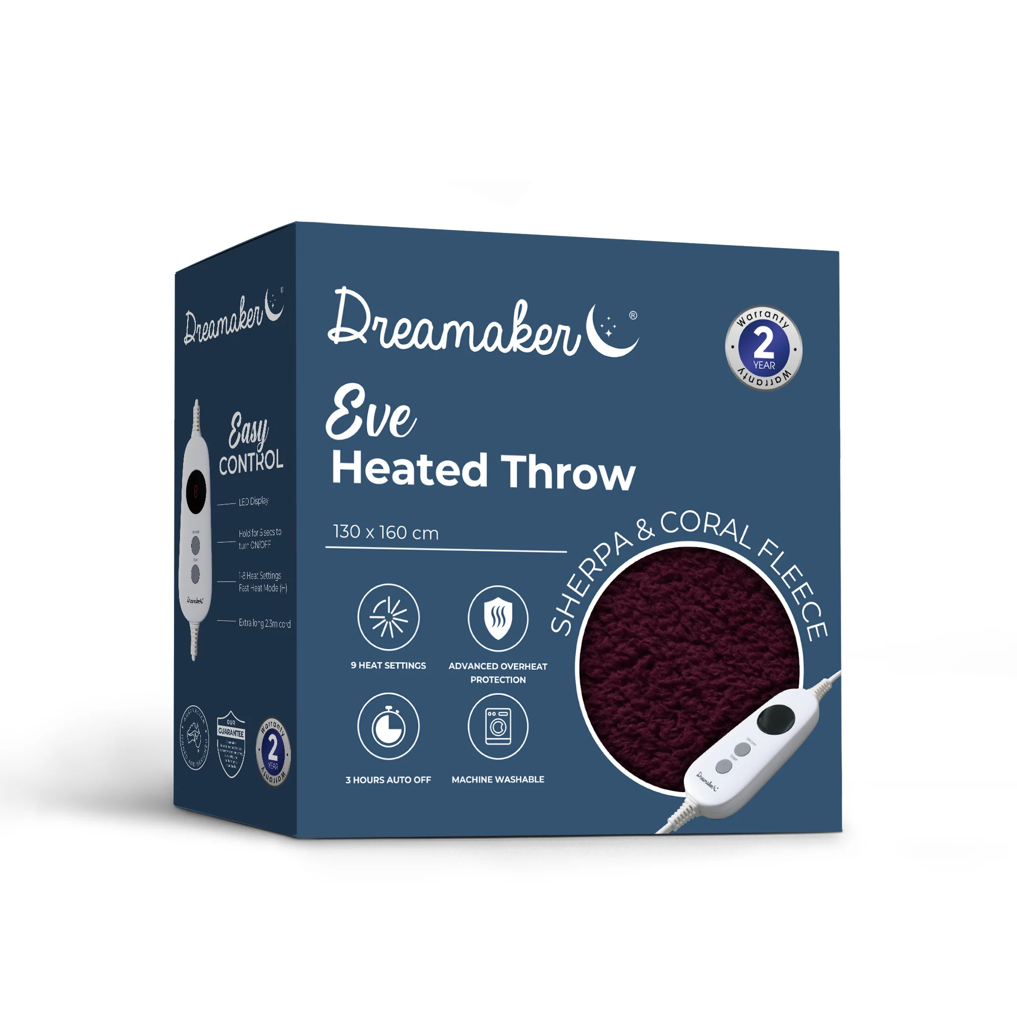 Dreamaker Eve Reversible Sherpa and Coral Fleece Heated Throw [130x160cm] (Cherry/Blush) - Image 7