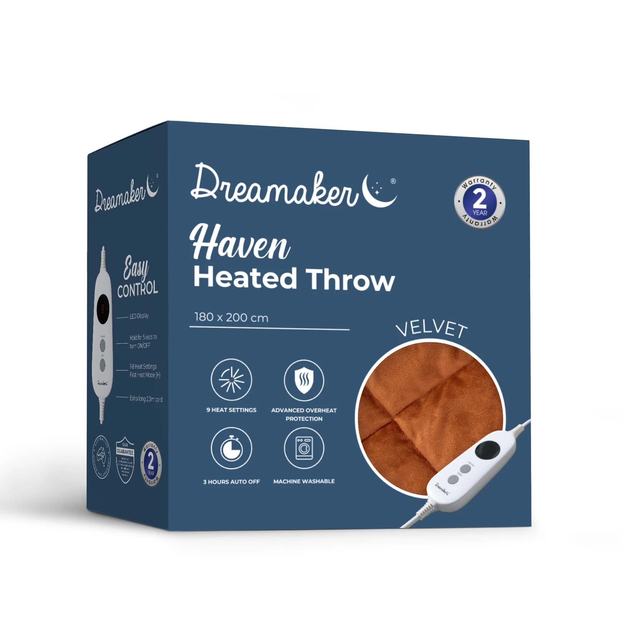 Dreamaker Haven Velvet Heated Throw [180x200cm] (Rust) - Image 8