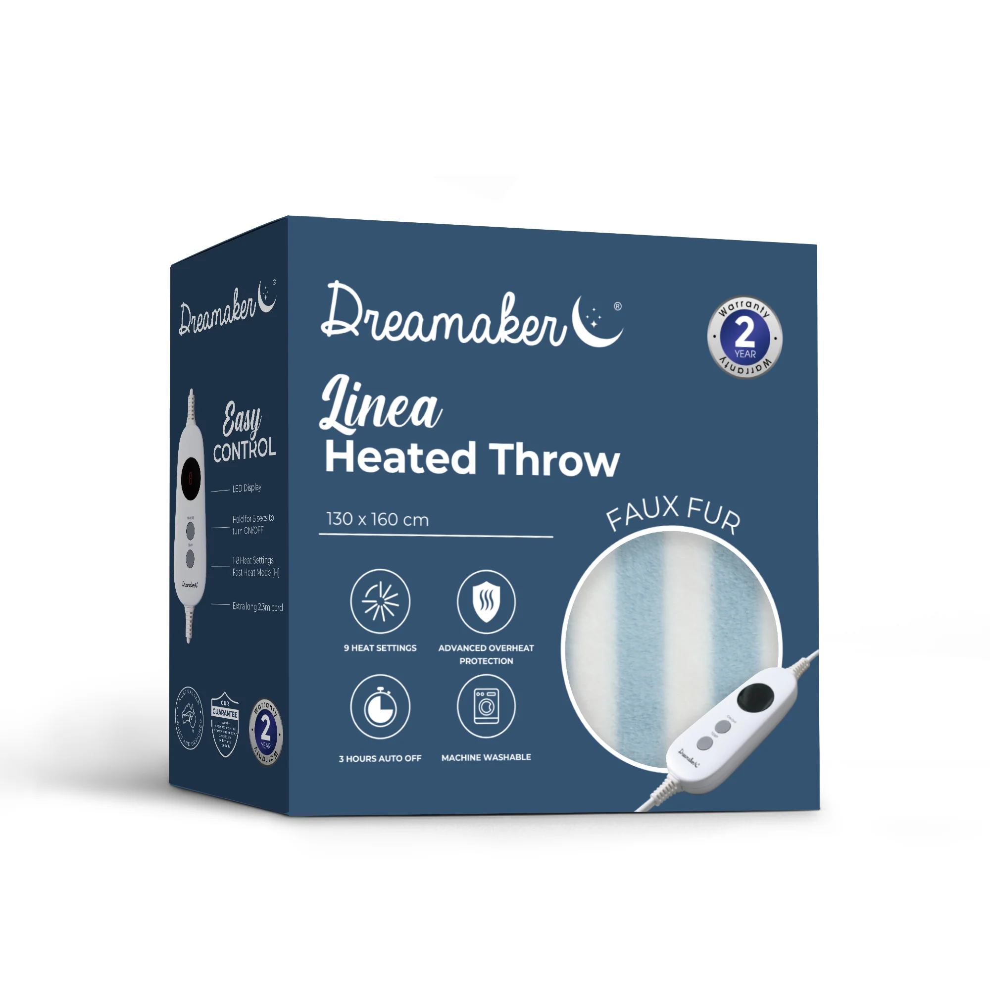 Dreamaker Linea Faux Fur Heated Throw [130x160cm] (Blue) - Image 8