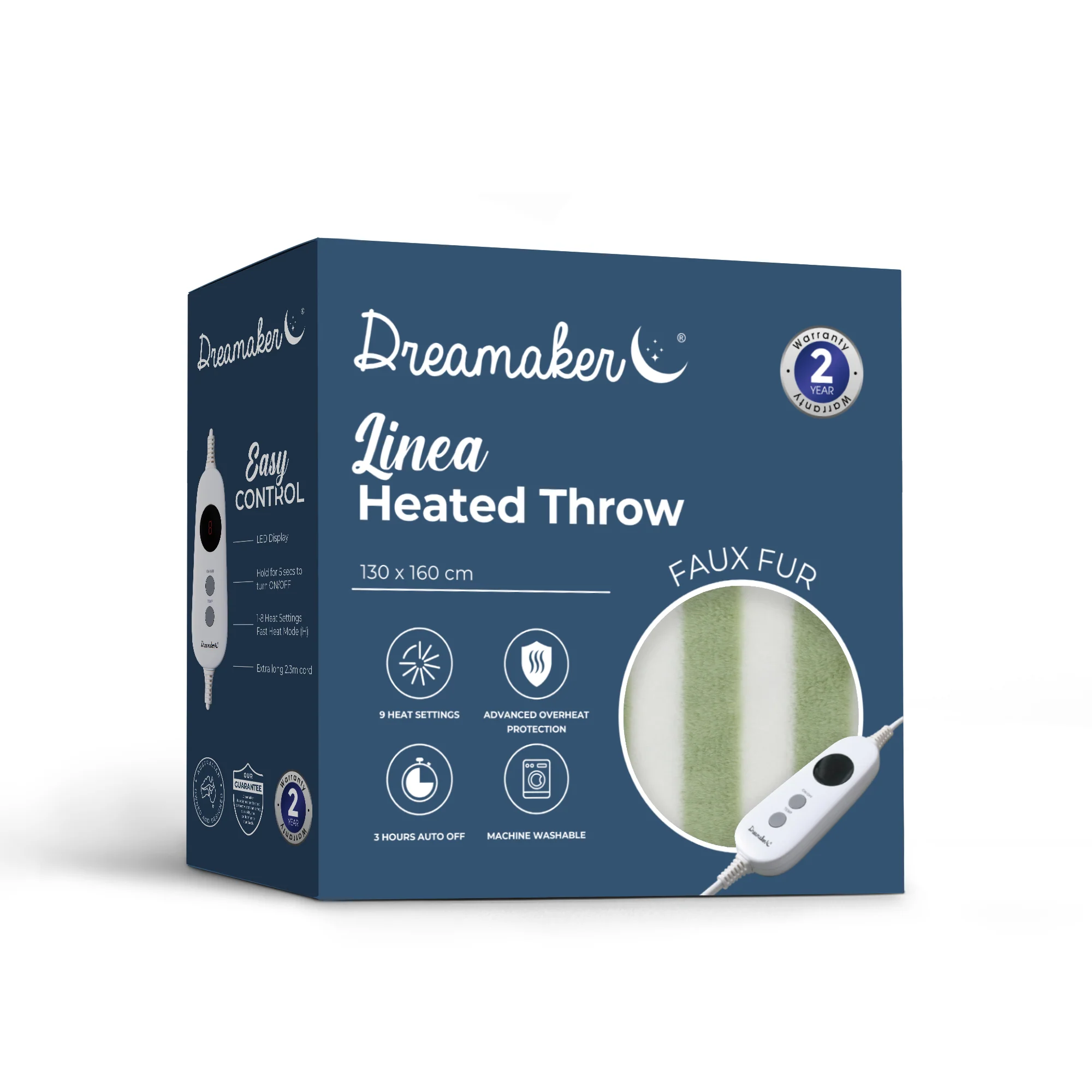 Dreamaker Linea Faux Fur Heated Throw [130x160cm] (Olive) - Image 8