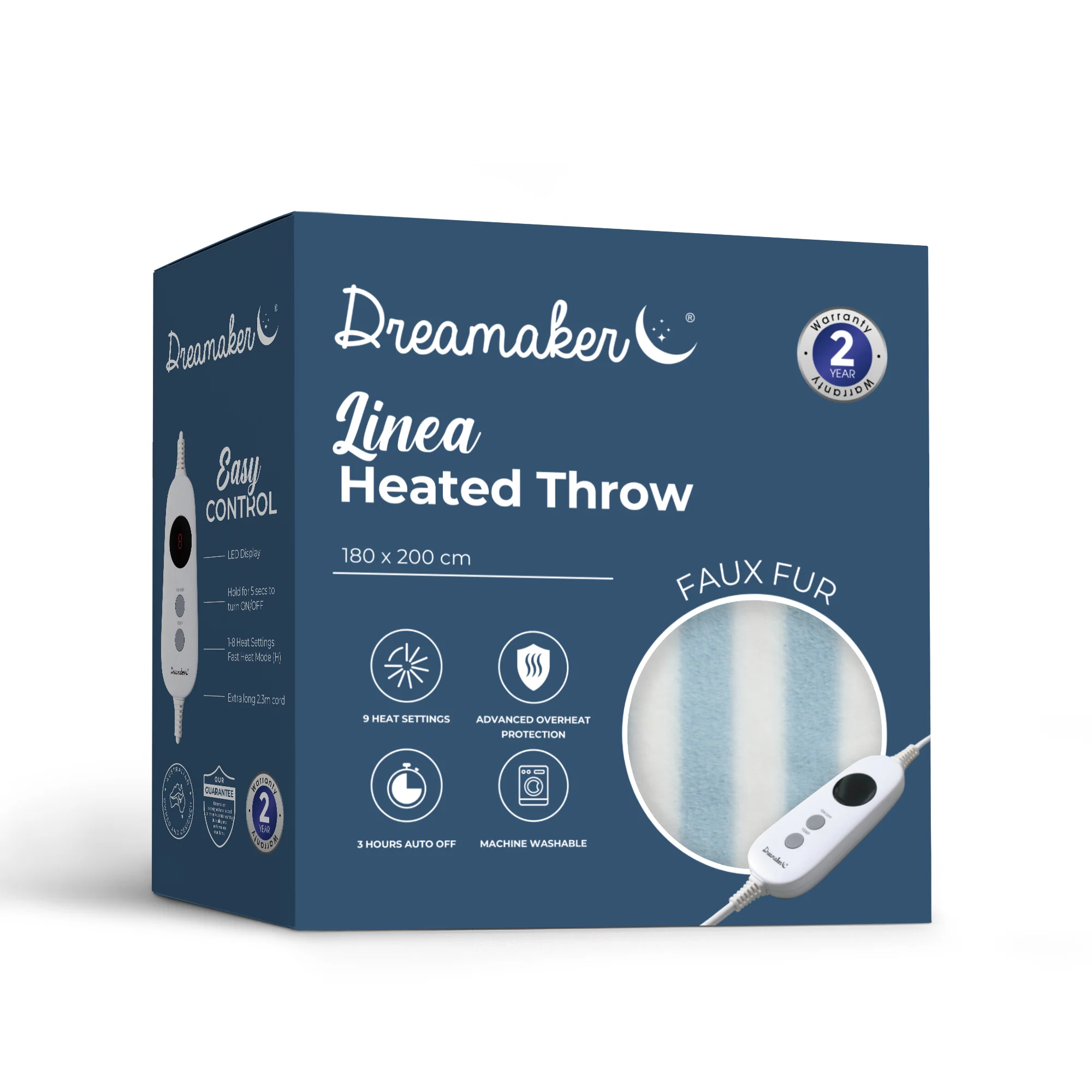 Dreamaker Linea Faux Fur Heated Throw [180x200cm] (Blue) - Image 8