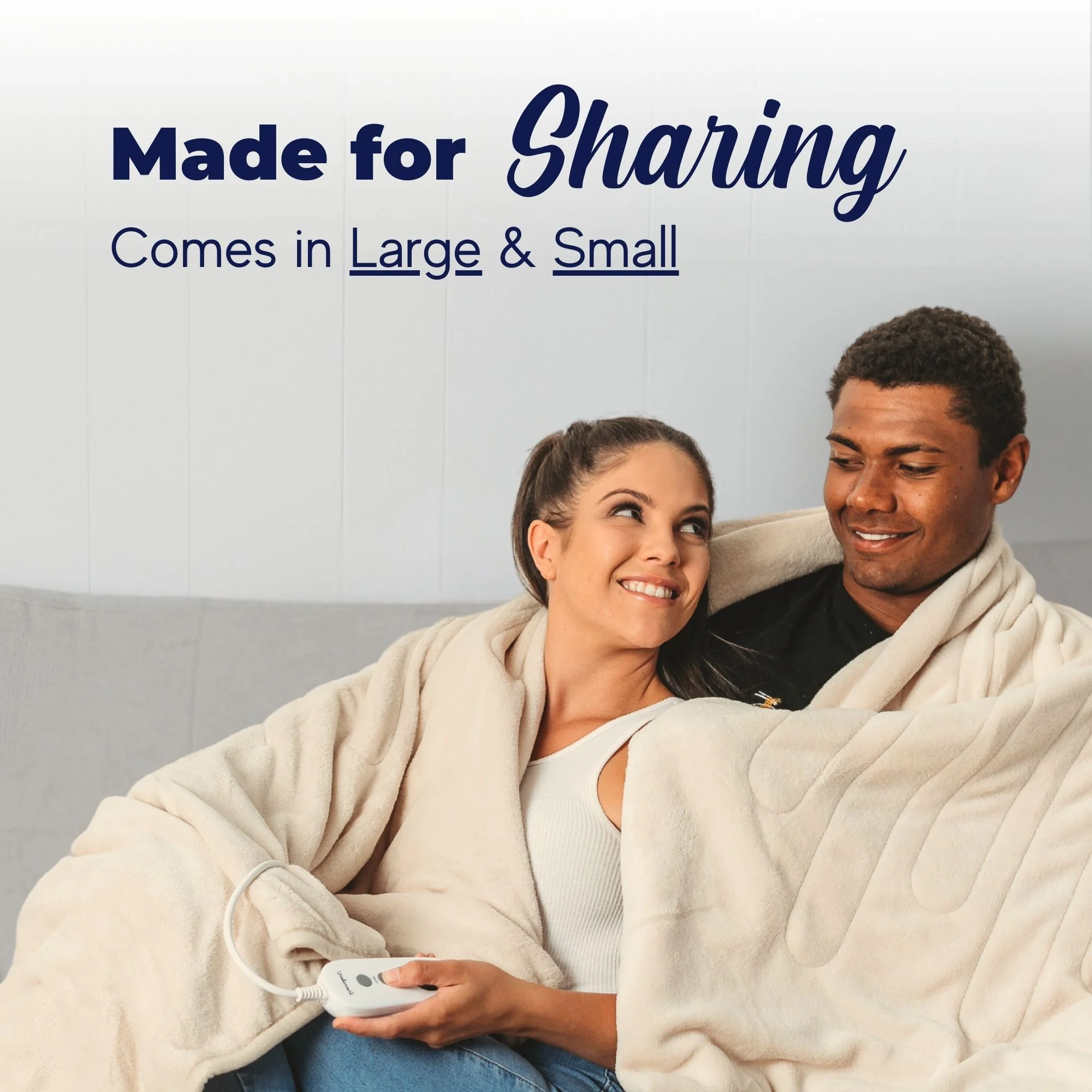 Dreamaker Reversible Sherpa & Coral Fleece Electric Heated Throw Blanket [130x160cm] (Cream) - Image 10