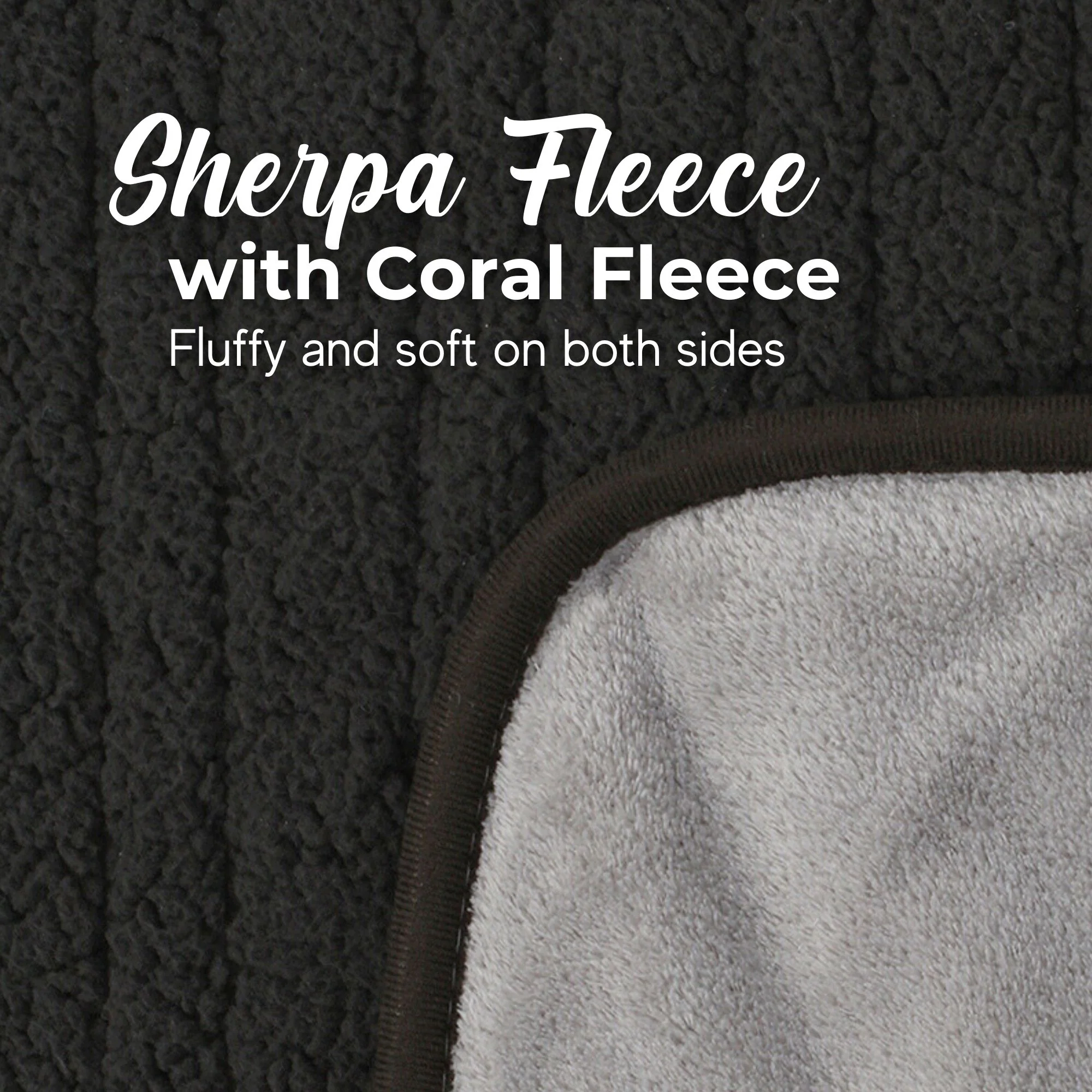 Dreamaker Reversible Sherpa & Coral Fleece Electric Heated Throw Blanket [180x200cm] (Charcoal/Silver) - Image 4