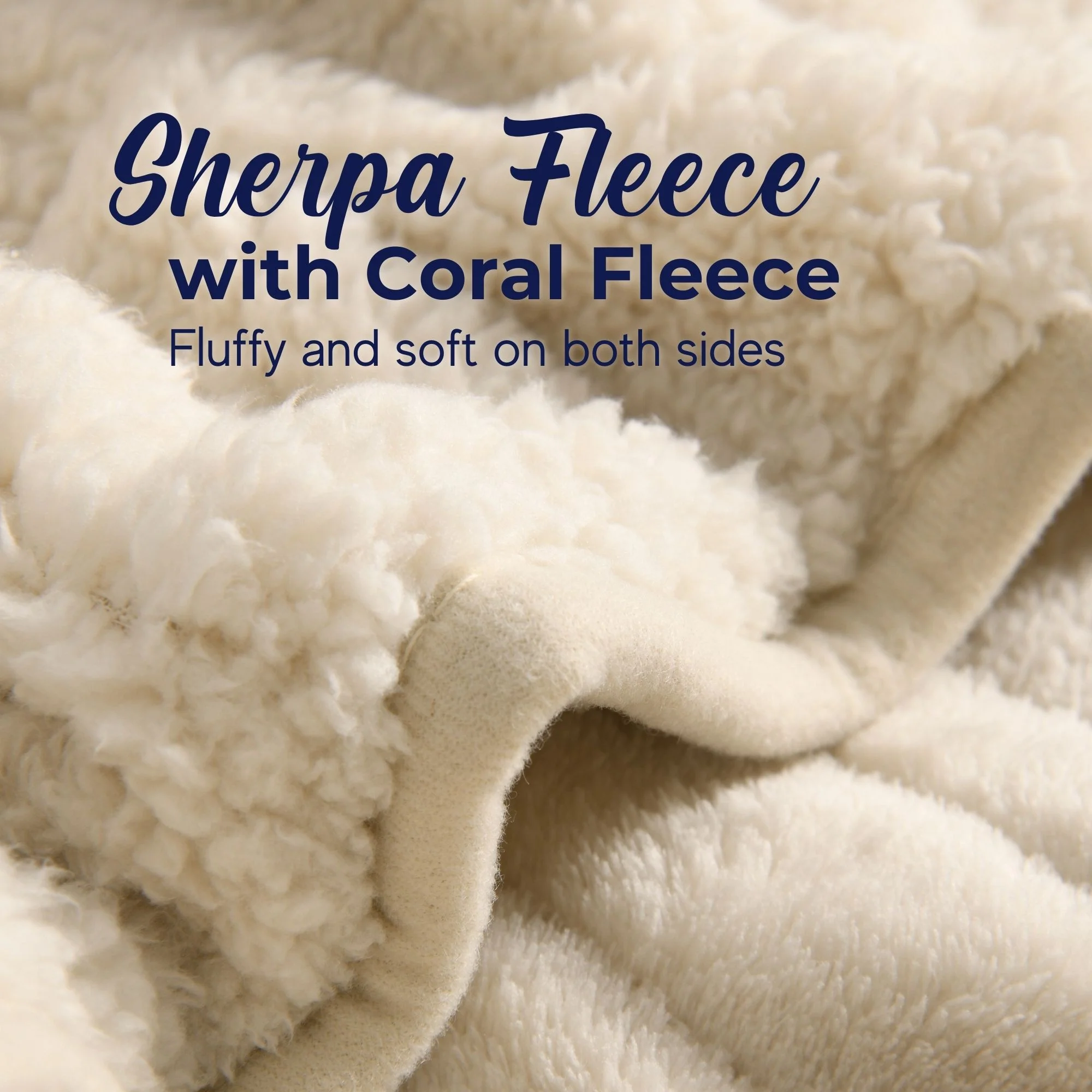 Dreamaker Reversible Sherpa & Coral Fleece Electric Heated Throw Blanket [180x200cm] (Cream) - Image 4