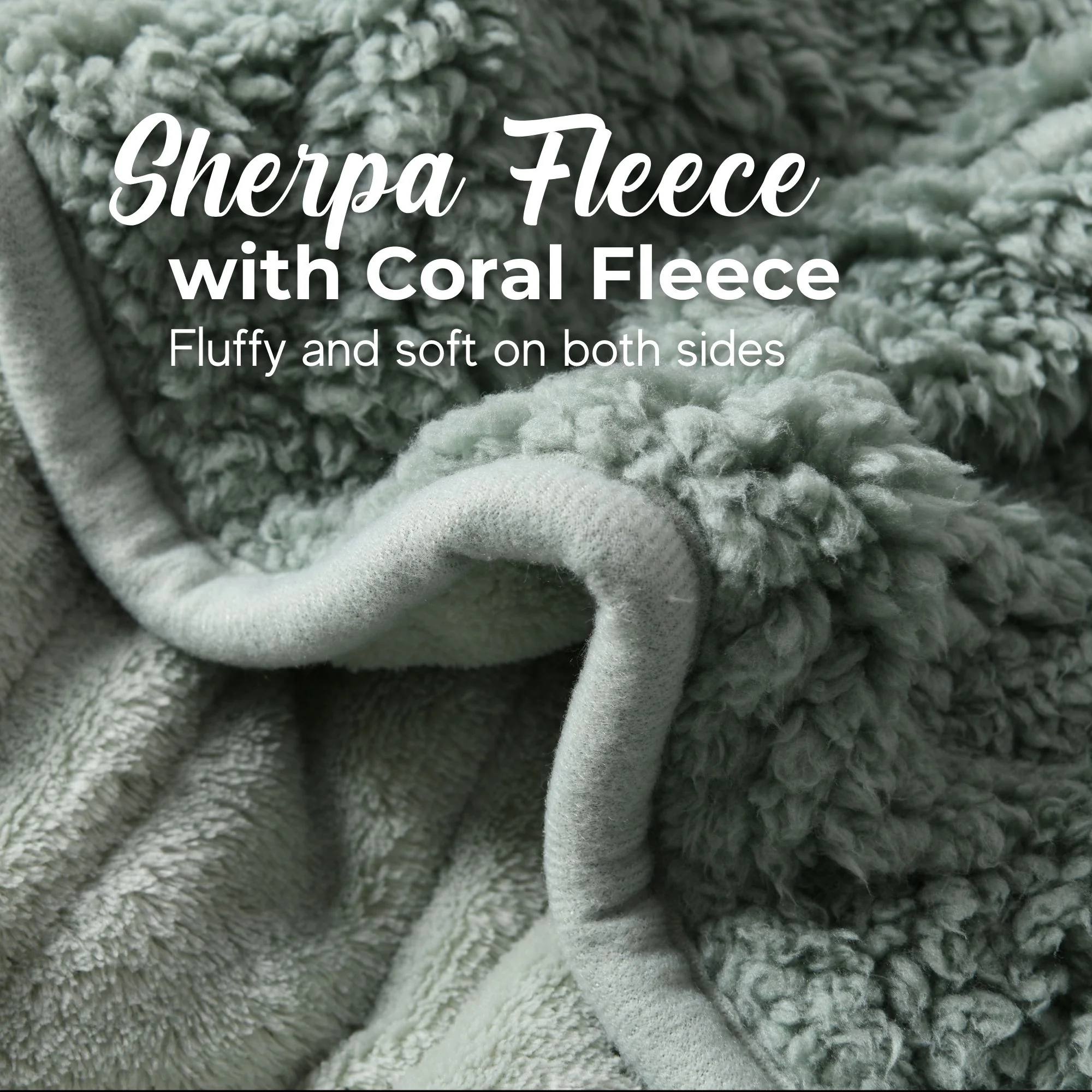 Dreamaker Reversible Sherpa & Coral Fleece Electric Heated Throw Blanket [180x200cm] (Olive/Sage) - Image 4