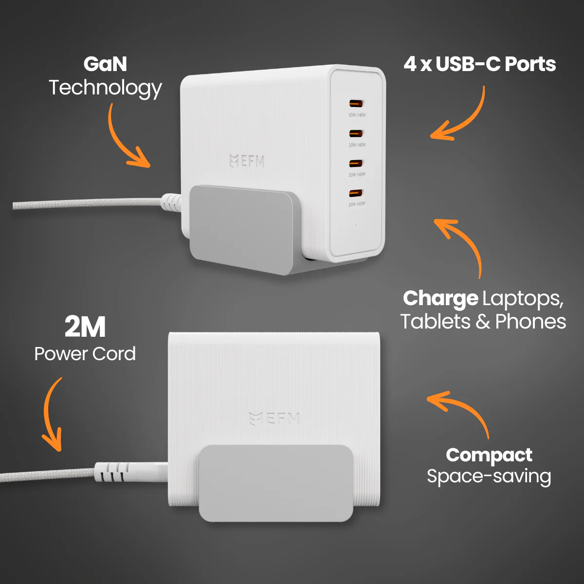 EFM 100W Desktop Power Station with GaN, PD3.1 and PPS (White) - Image 3