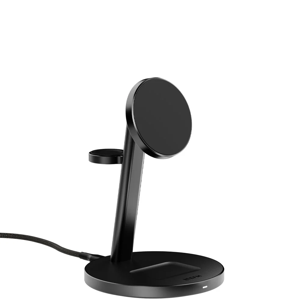 EFM Qi2 Trio Wireless Charge Stand with 30W Power Supply and 1.2M Cable (Black) - Image 2
