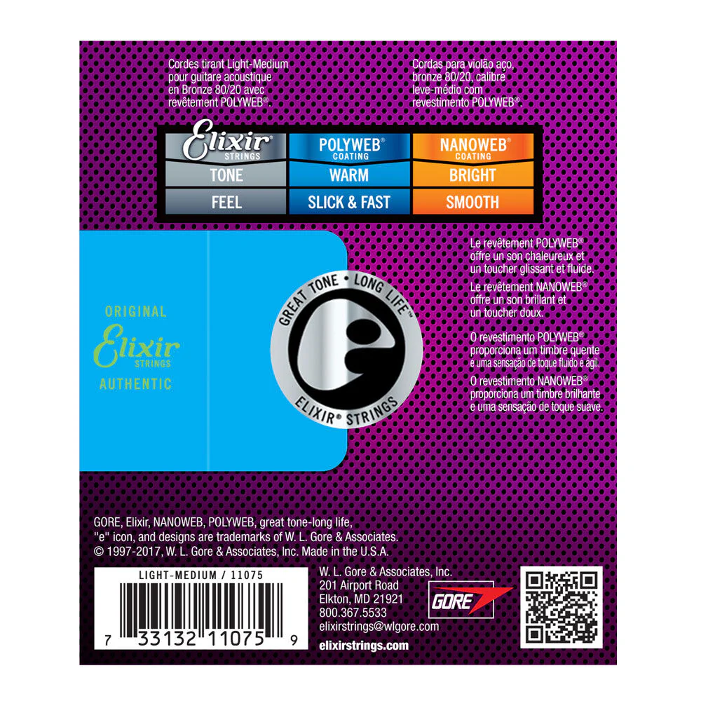 Elixir #11075 Acoustic Polyweb String 80/20 Bronze 12-56 Light Medium - Image 2