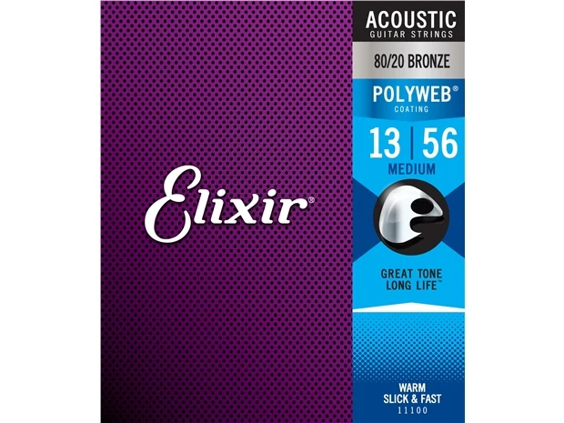 Elixir #11100 Acoustic Polyweb Guitar String 80/20 Bronze 13-56 Medium - Image 2