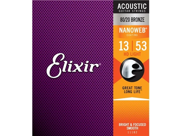 Elixir #11182 Acoustic Nanoweb Guitar String 80/20 Bronze 13-53 HD Light - Image 2