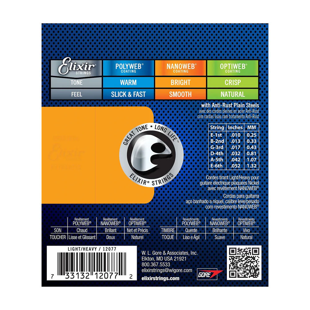 Elixir #12077 Electric Guitar Strings Nano Steel 10-52 Light Heavy - Image 2