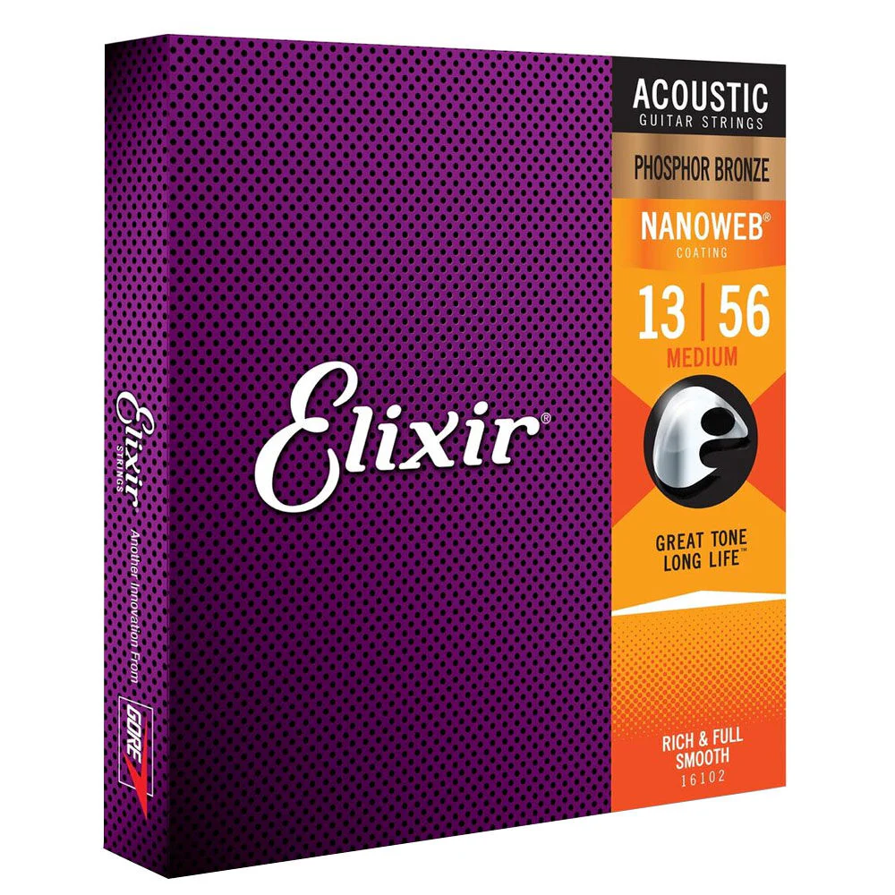 Elixir #16102 Acoustic Nano Phosphor Bronze Guitar String 12-56 Light - Image 2