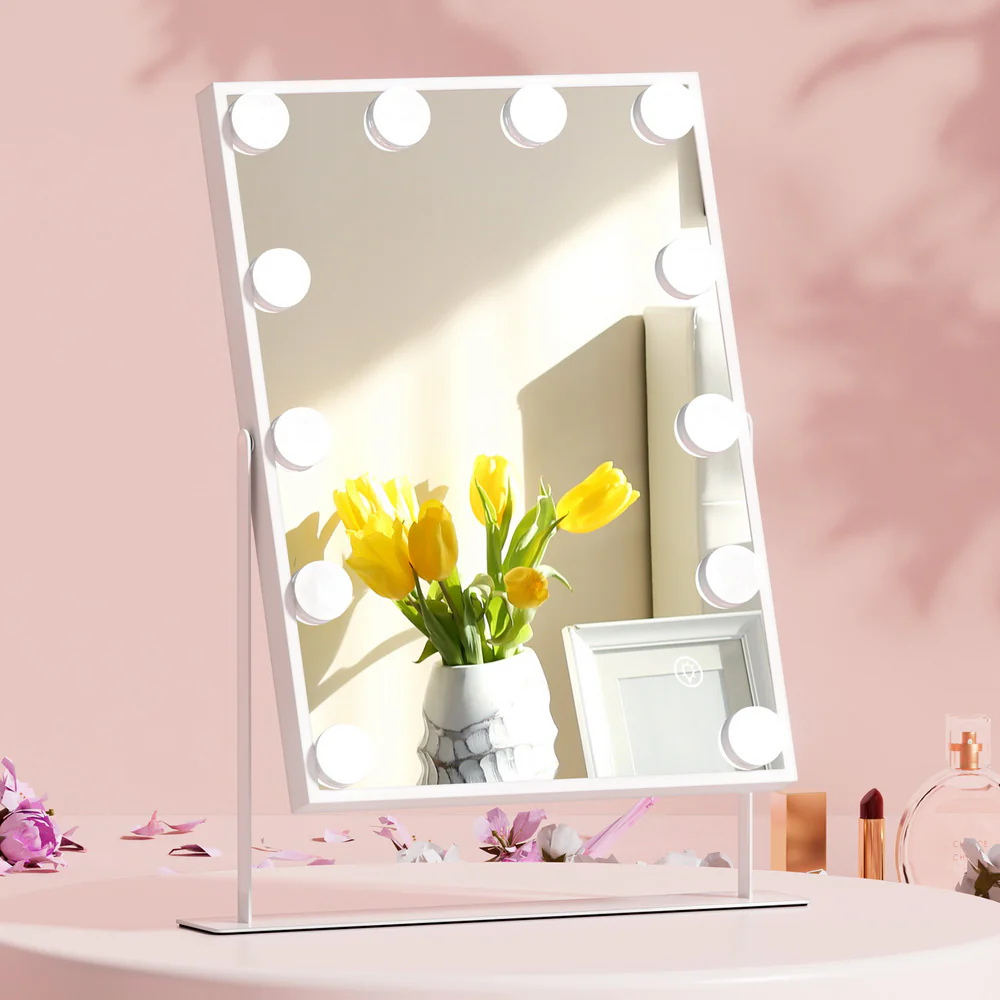 Embellir Bluetooth Makeup Mirror 30x40cm Hollywood Vanity with LED Light White - Image 2