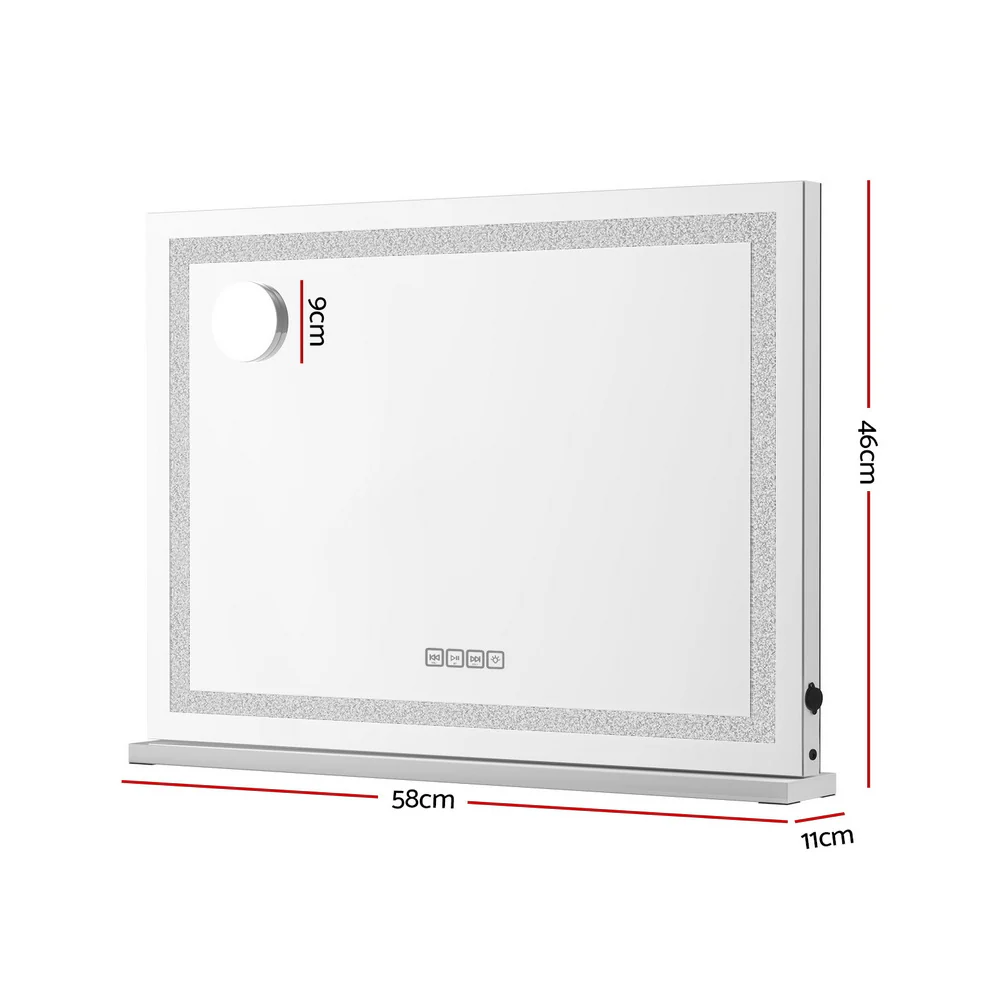Embellir Bluetooth Makeup Mirror 58x46cm Hollywood Vanity with LED Light Crystal - Image 3