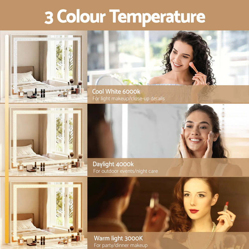 Embellir Bluetooth Makeup Mirror 58x46cm Hollywood Vanity with LED Light Crystal - Image 5