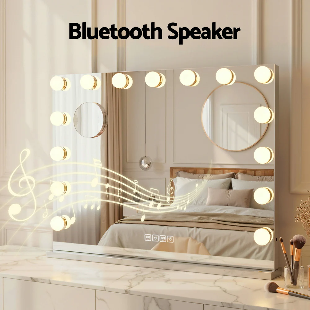 Embellir Bluetooth Makeup Mirror 58x46cm Hollywood Vanity with LED Light Wall - Image 7