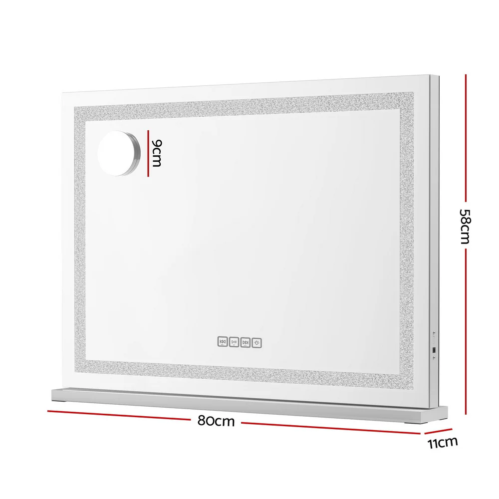 Embellir Bluetooth Makeup Mirror 80x58cm Hollywood Vanity with LED Light Crystal - Image 3