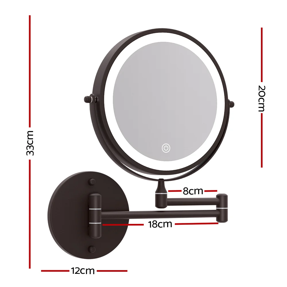 Embellir Extendable Makeup Mirror 10X Magnifying Double-Sided Bathroom Brown - Image 3
