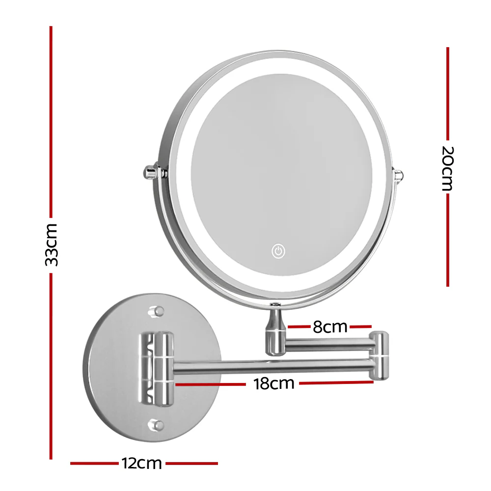 Embellir Extendable Makeup Mirror 10X Magnifying Double-Sided Bathroom Silver - Image 3