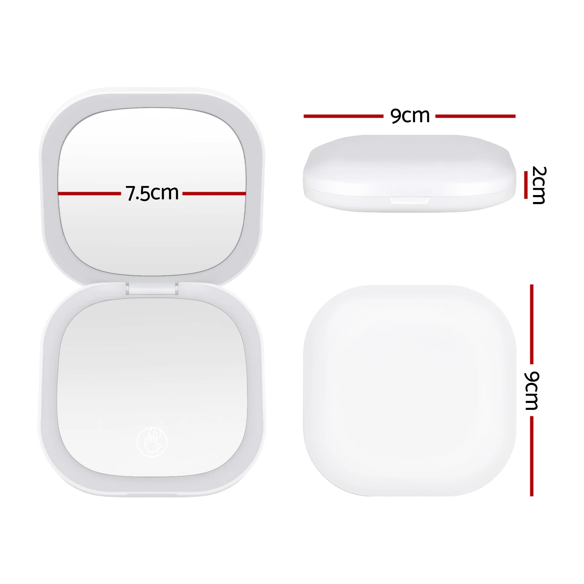 Embellir LED Compact Mirror Lighted Travel Makeup Mirror Pocket-Sized 1x 10x Magnification Square White - Image 3