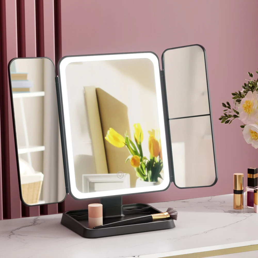 Embellir LED Makeup Mirror Tri-fold Lighted Vanity Mirrors 1X2X3X Magnifications - Image 2