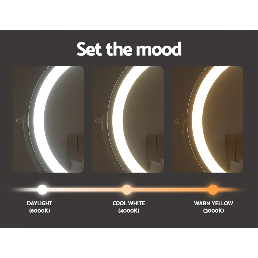 Embellir Makeup Mirror 20x20cm 10X Magnifying with LED Light Rotation Tabletop - Image 6
