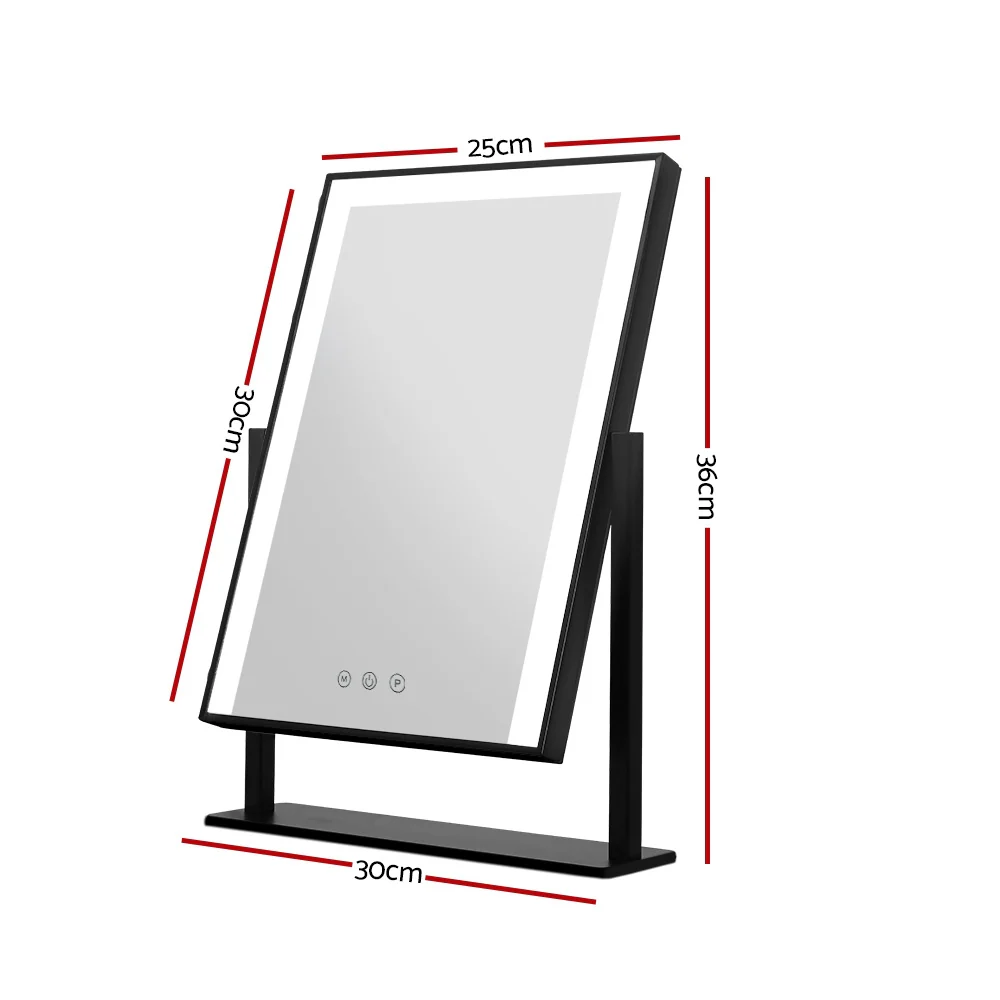 Embellir Makeup Mirror 25x30cm Hollywood Vanity with LED Light Rotation Black - Image 3