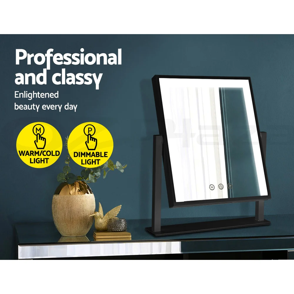 Embellir Makeup Mirror 25x30cm Hollywood Vanity with LED Light Rotation Black - Image 5