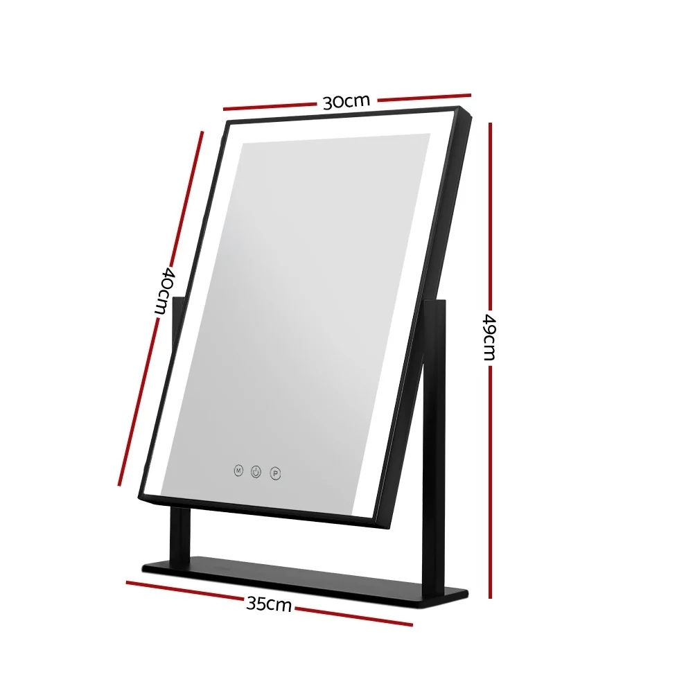 Embellir Makeup Mirror 30x40cm Hollywood Vanity with LED Light Rotation Black - Image 3
