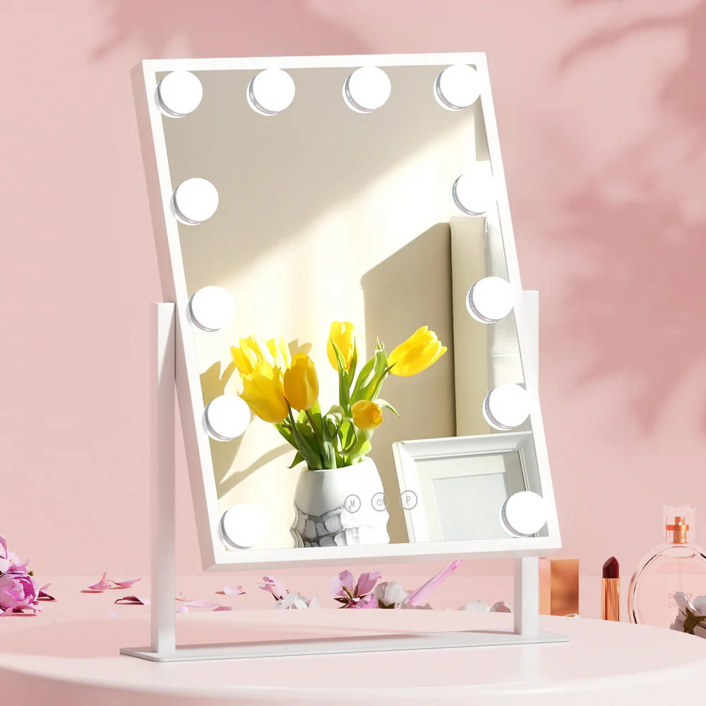 Embellir Makeup Mirror 30x41cm Hollywood Vanity with LED Light Rotation Tabletop - Image 2