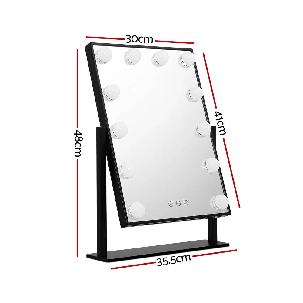 Embellir Makeup Mirror 30x48cm Hollywood Vanity with LED Light Rotation Tabletop - Image 3