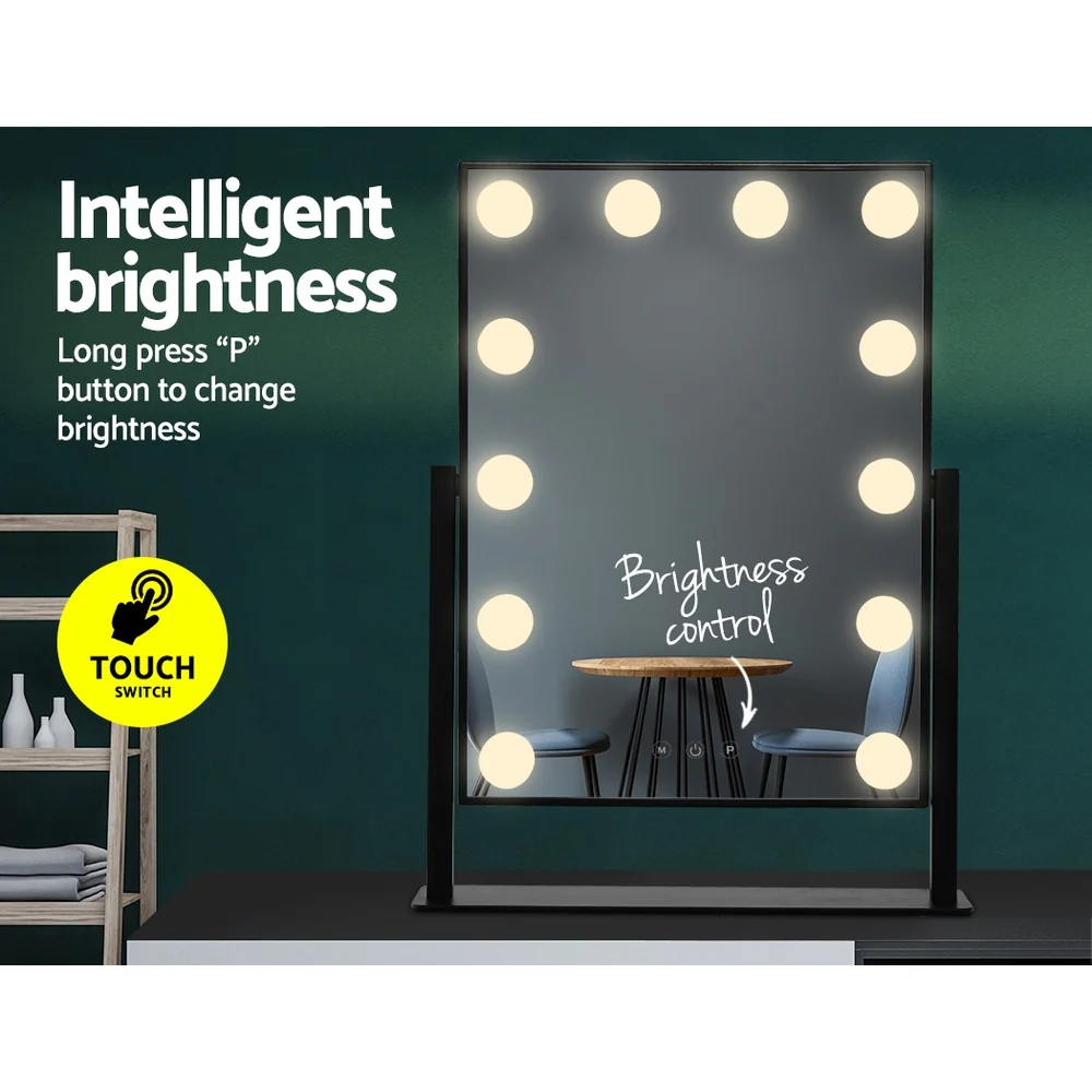 Embellir Makeup Mirror 30x48cm Hollywood Vanity with LED Light Rotation Tabletop - Image 5
