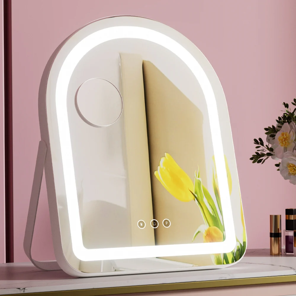 Embellir Makeup Mirror 35x45cm Dressing Vanity LED Stripe Light with 5x Magnification Rotation White Arch - Image 2