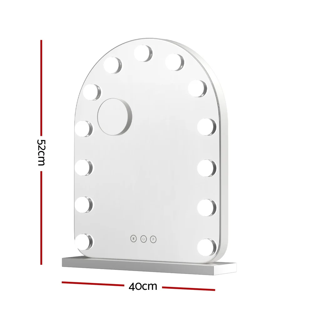 Embellir Makeup Mirror 40x50cm Dressing Vanity LED Bulb Light with 5x Magnification White Arch - Image 3