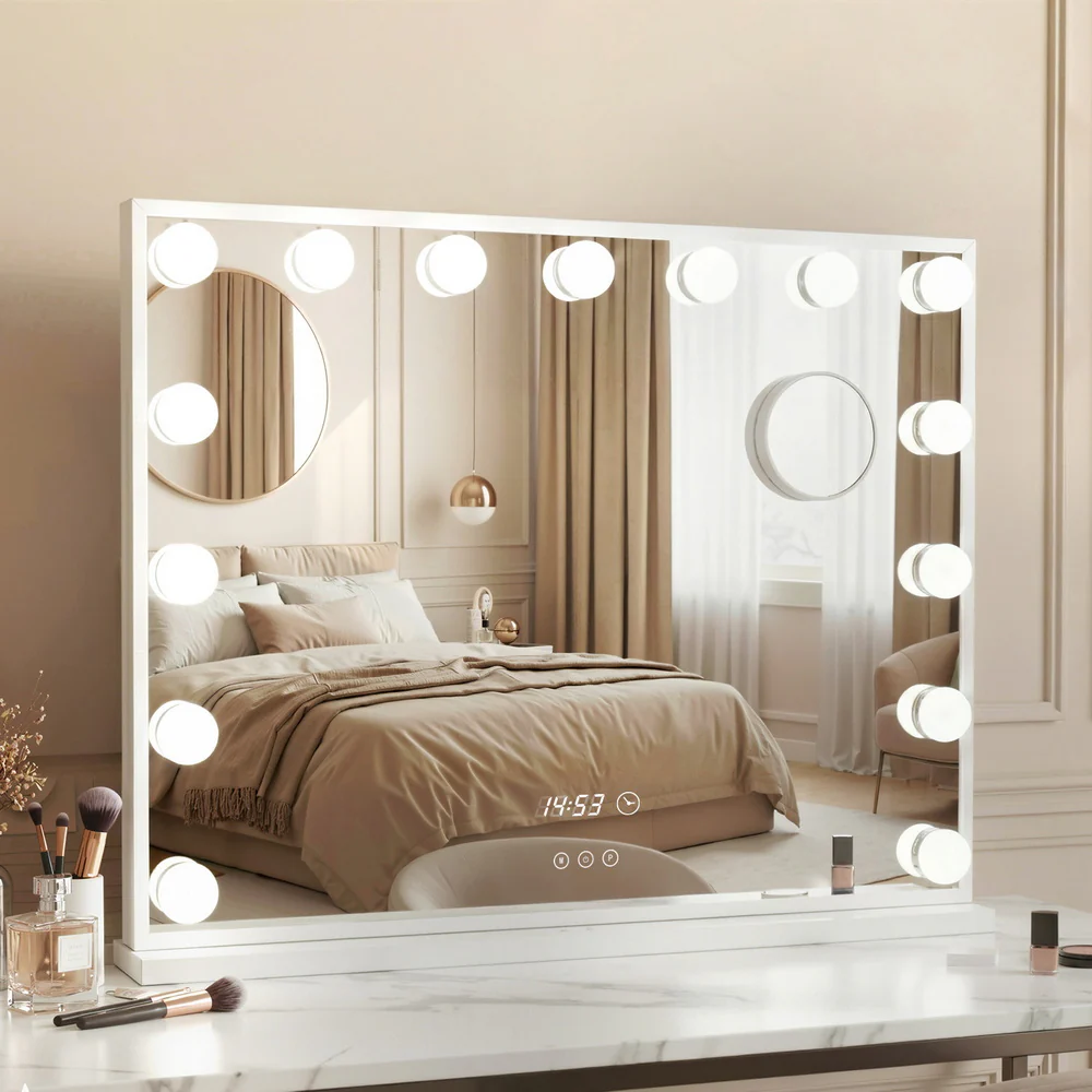 Embellir Makeup Mirror 58x45cm Hollywood Vanity with LED Light Tabletop White - Image 2