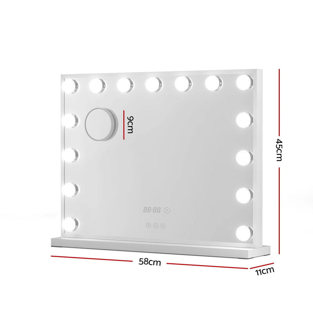 Embellir Makeup Mirror 58x45cm Hollywood Vanity with LED Light Tabletop White - Image 3